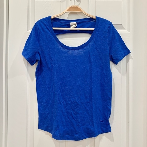 Cobalt Blue Open-Back Short-Sleeve Tee Top - Picture 2 of 5